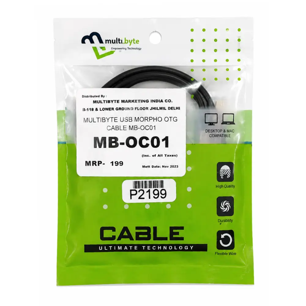Multybyte USB To Micro USB OTG Cable For Aadhar Device